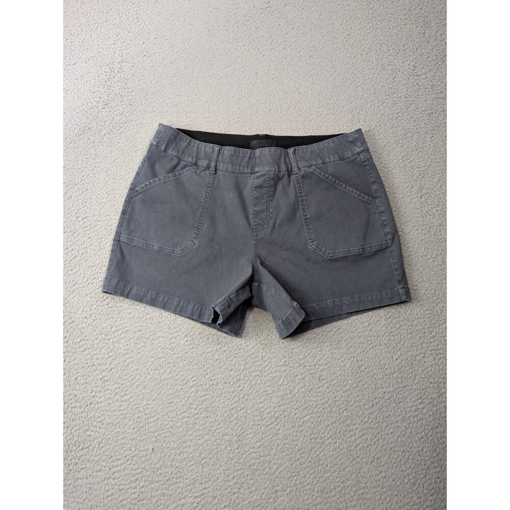 Buckle Black Pull On Chino Shorts Womens Large Grey Stretch Cotton Rayon